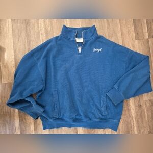 YOUNGLA Quarter Zip Men's Sweater Blue Streetwear Y2K